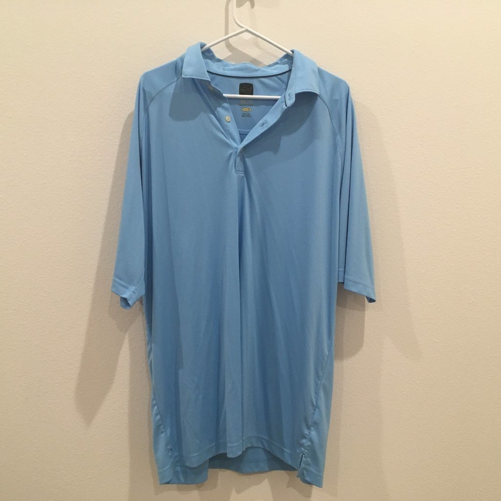 Greg Norman Men's Shirt Polo XXL Play Dry Golf Sport Short Sleeve Blue